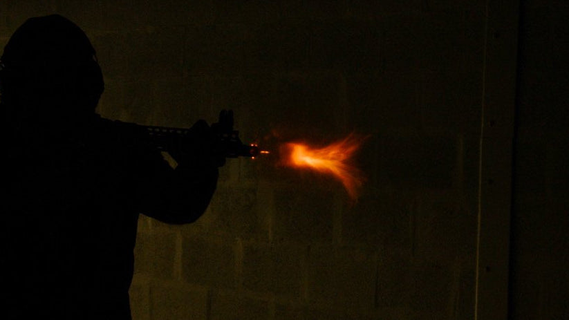 A standard A2 "birdcage" in low light